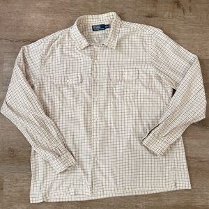 Vtg 90s Men’s Polo Ralph Lauren Grid Check Loop Collar Button Shirt XXL